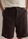 Brown pure linen Bermuda shorts with regular fit_3
