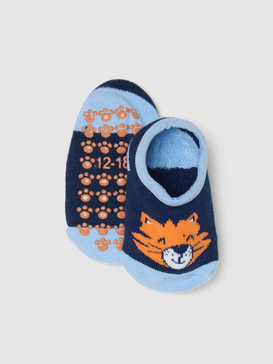 Calze antiscivolo in misto cotone multicolor da neonato con tigre_0