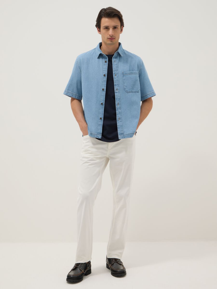 Camicia in puro cotone denim azzurro oversize fit_1