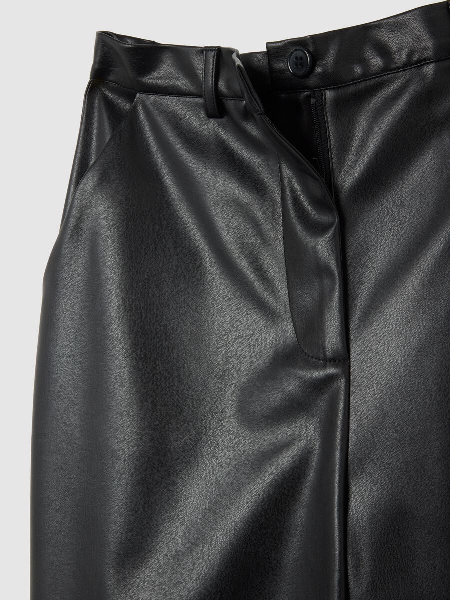 Black Patent Leather Regular Fit Trousers_5