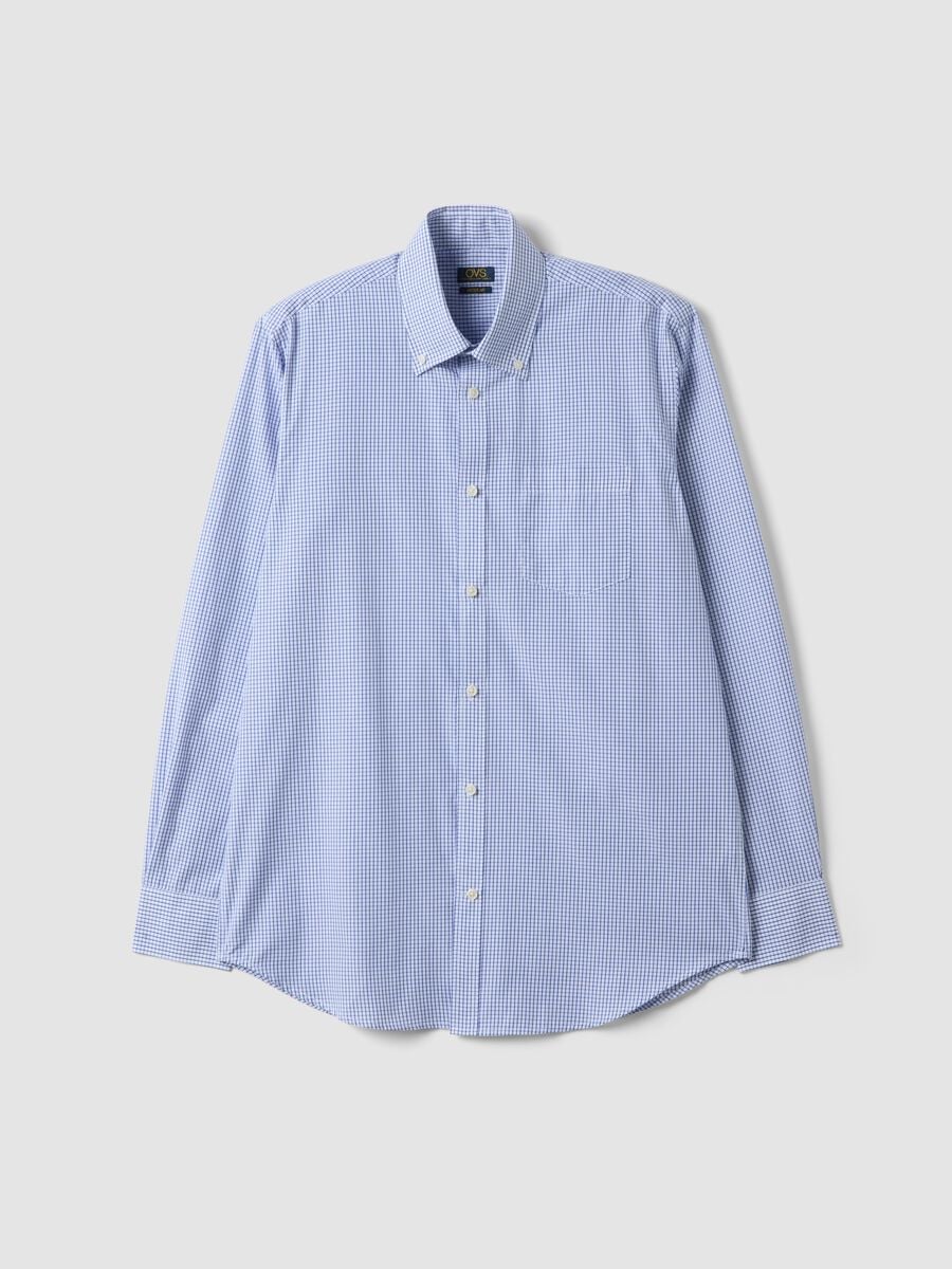 Light blue cotton-blend checked easy-iron regular-fit shirt_4
