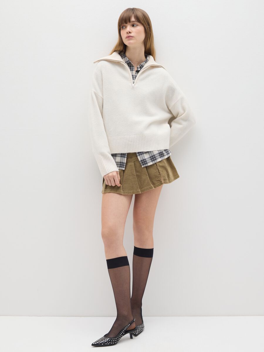 Gonna mini in puro cotone marrone regular fit_0