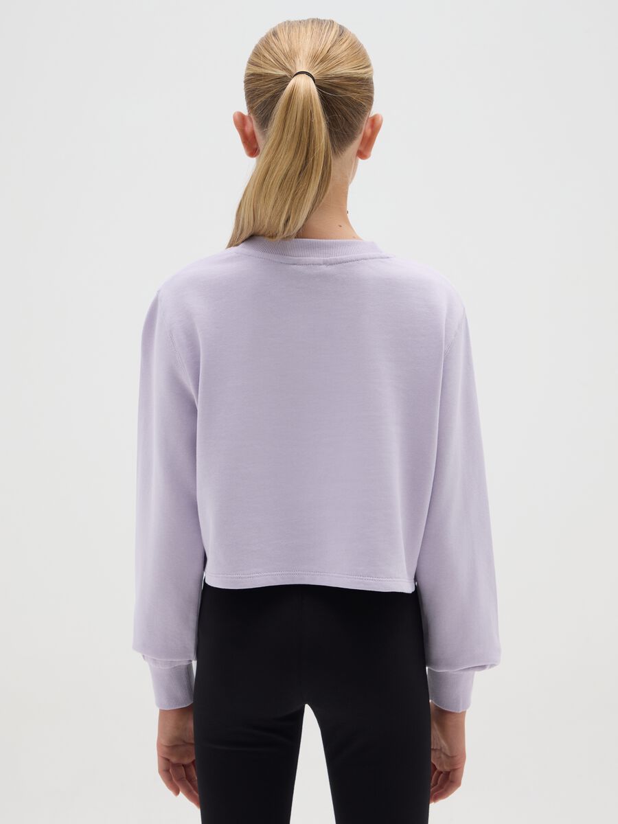 Maglia cropped da ragazze in puro cotone viola regular fit_1
