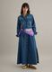 Long dress in pure blue denim cotton regular fit_0