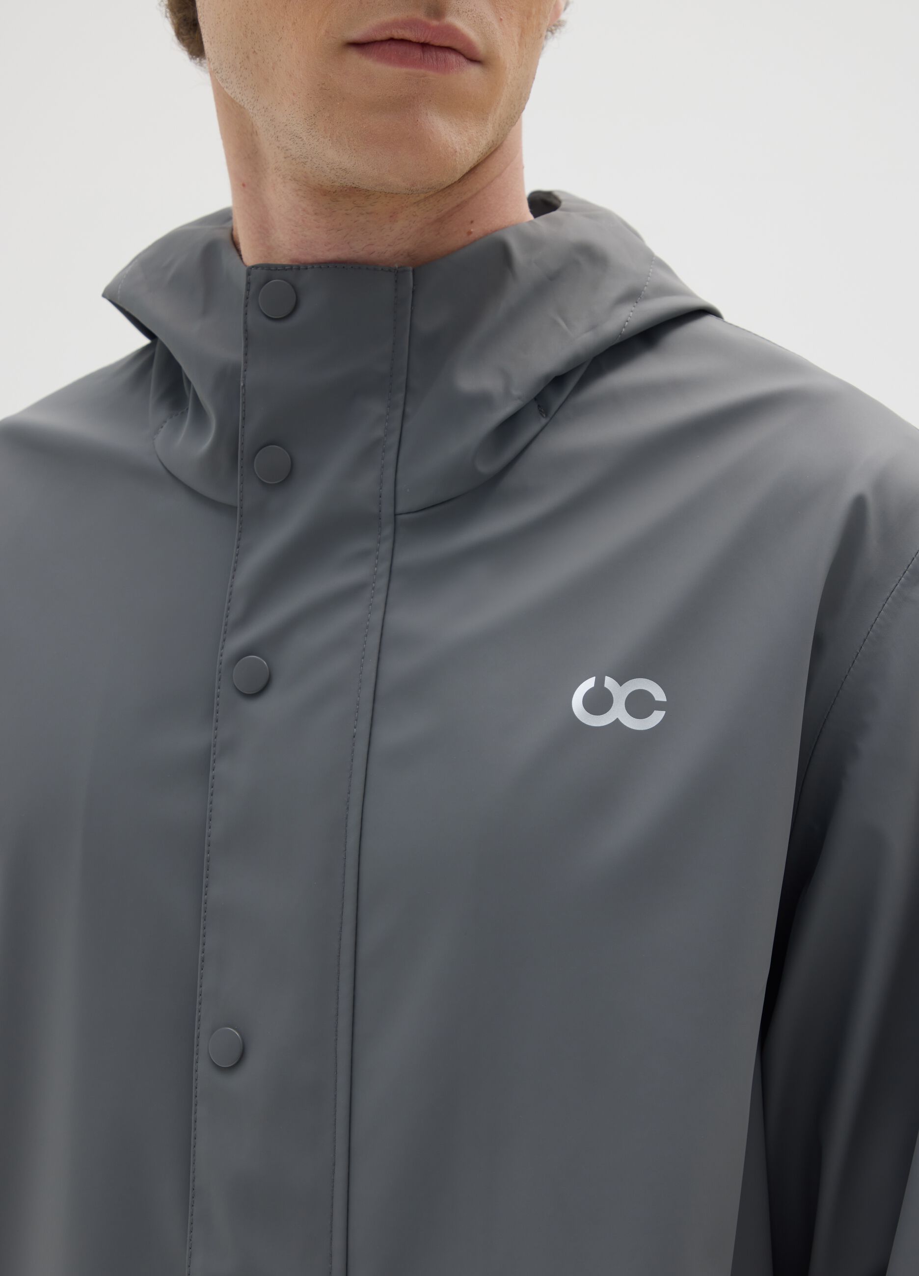 Grey regular fit lightweight waterproof jacket