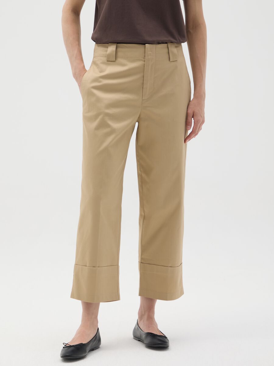 Pantaloni in cotone beige regular fit_1
