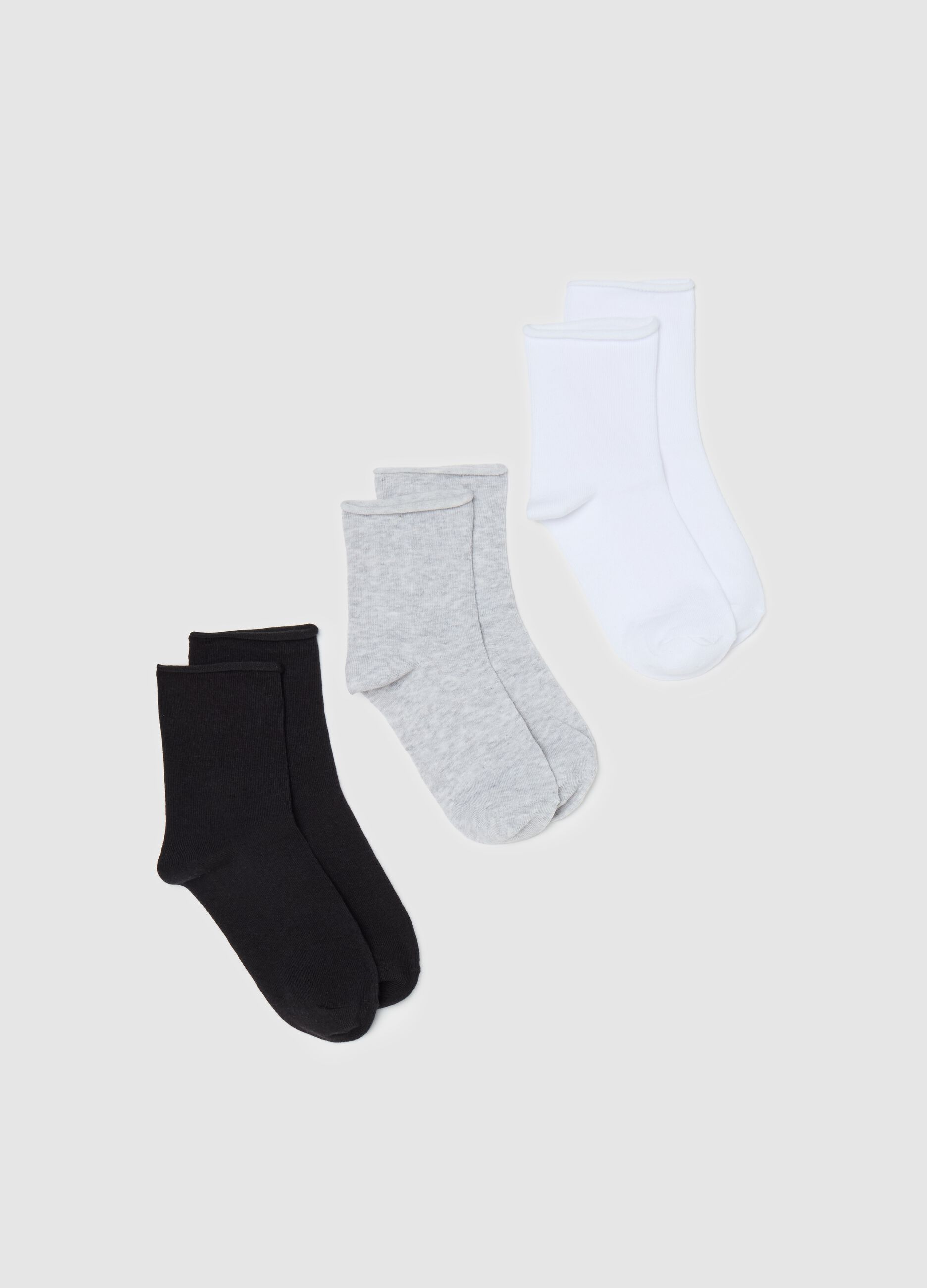 Tripack calze corte con piccolo risvolto