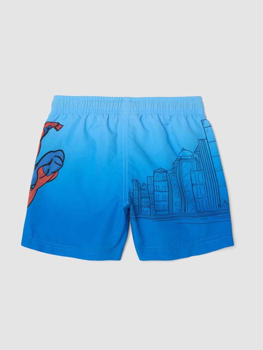 Blue Spider-Man print swim shorts_1
