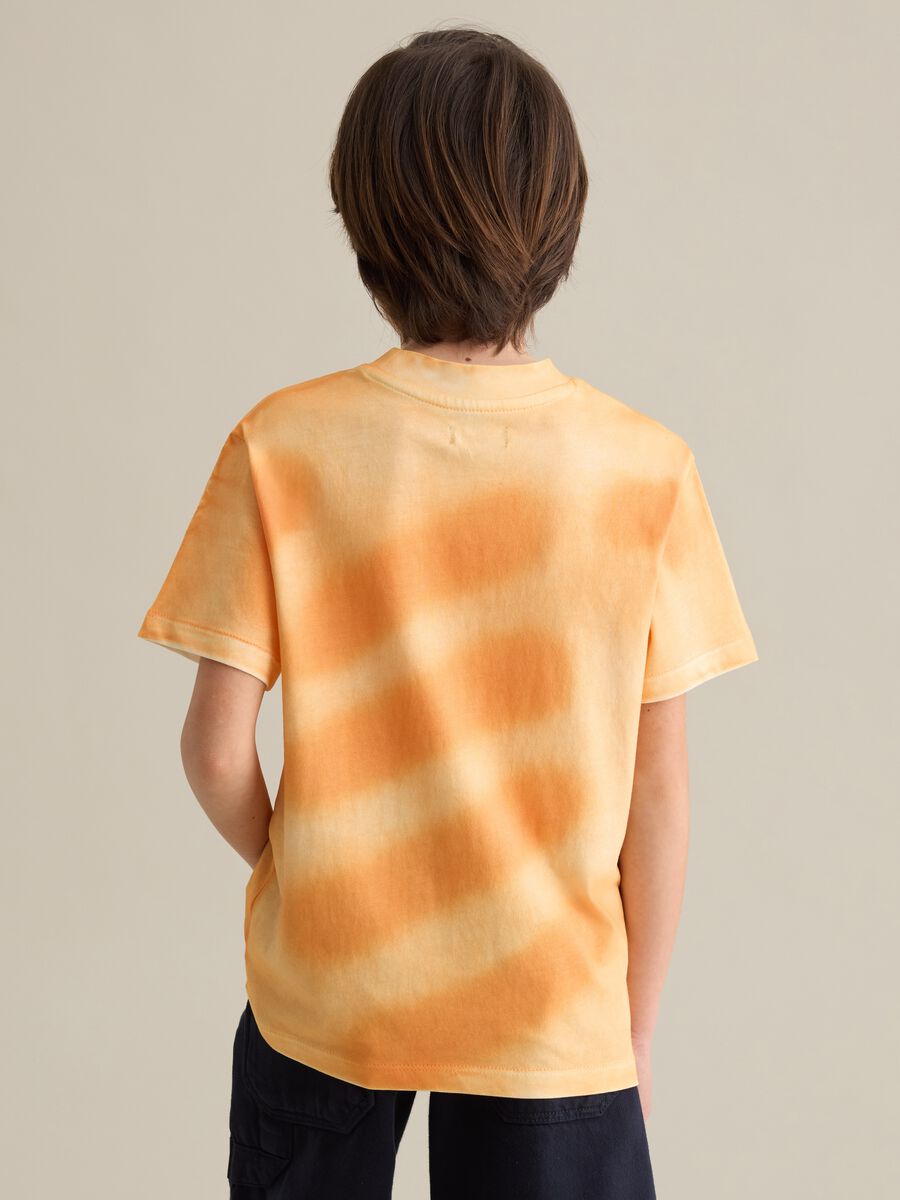 Orange Tie-Dye Patterned T-Shirt by Piombo_2