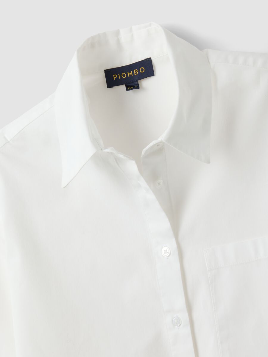 White pure-cotton shirt with patch pocket and oversized fit_5