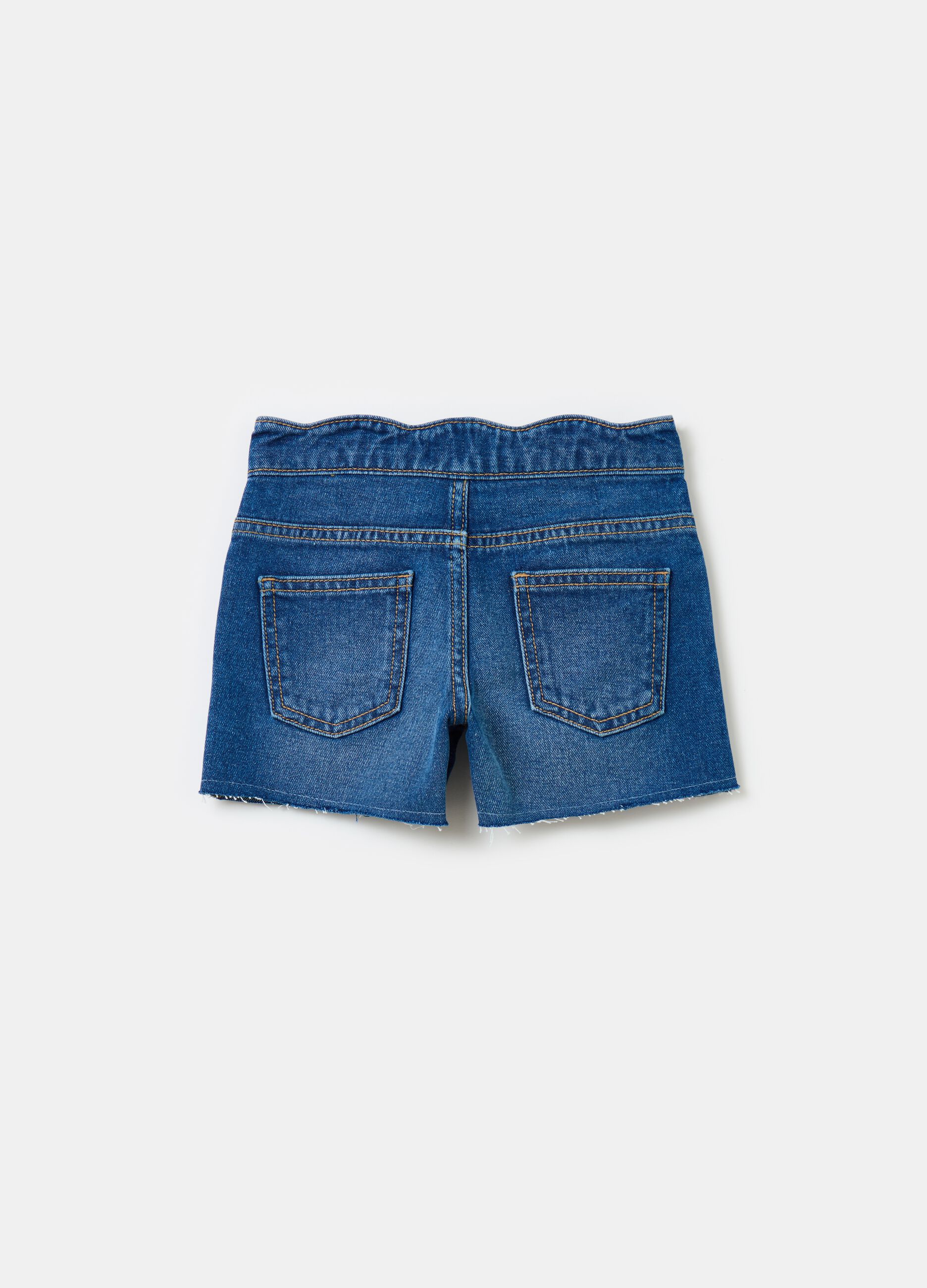 Denim shorts with abrasions