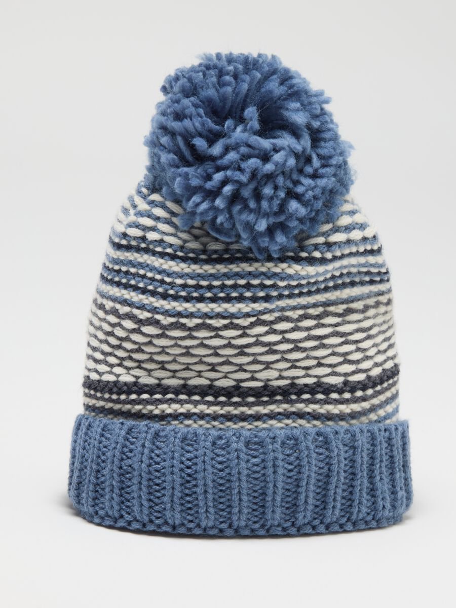 Blue hat with pompom for children_2