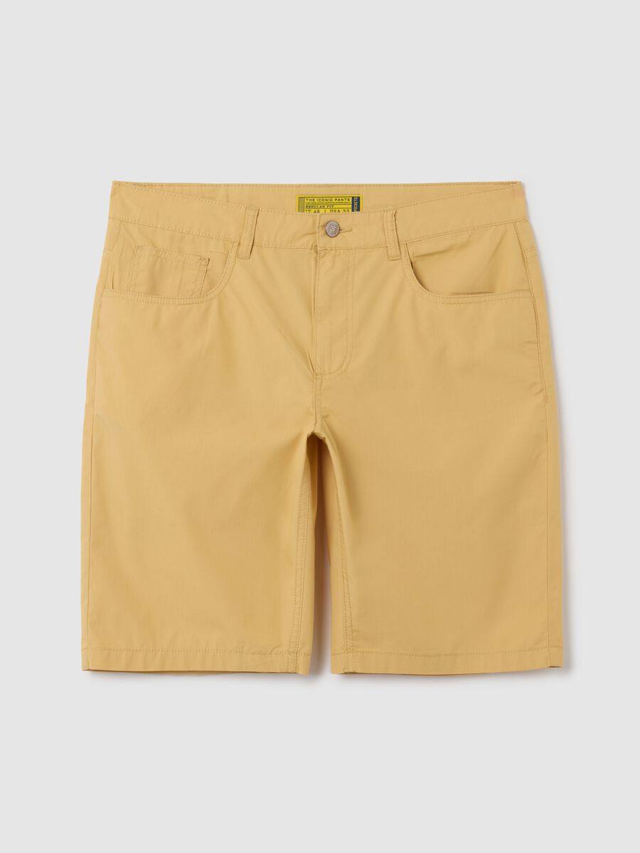 Men's yellow cotton regular fit shorts_0