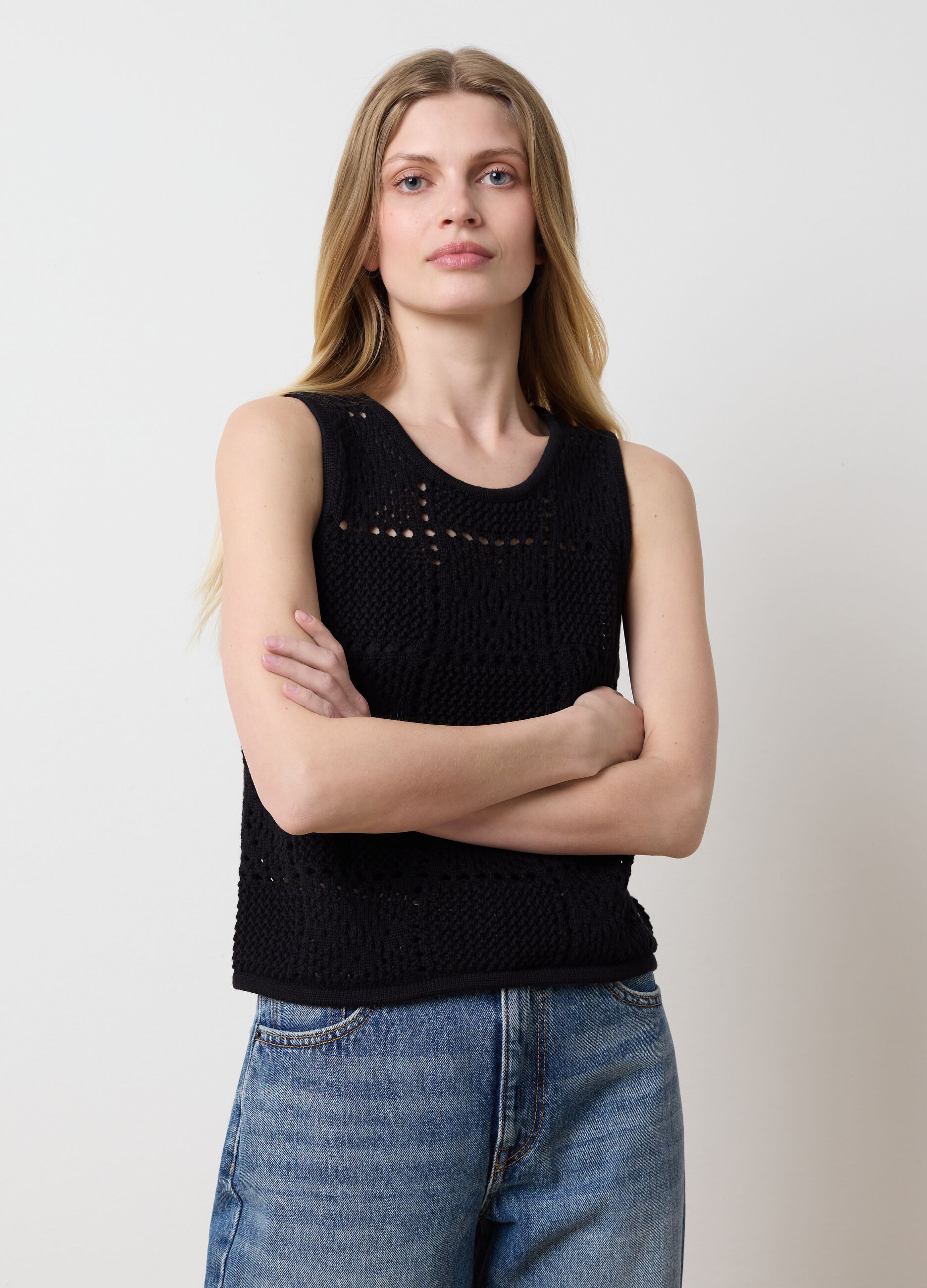 Les Copains Black Cotton Top