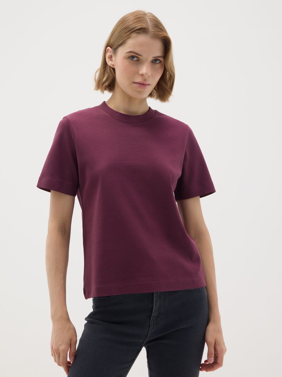 Purple pure cotton regular fit T-shirt_0