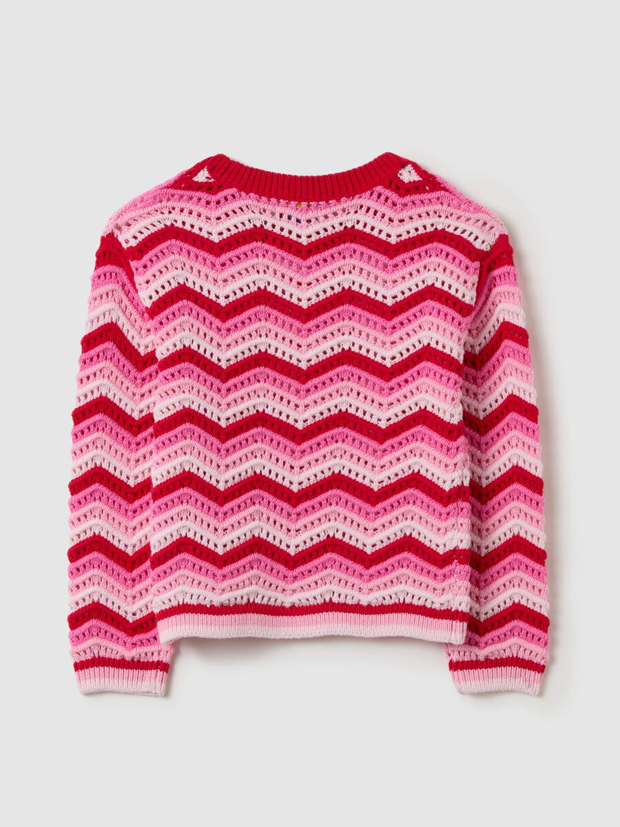 Striped pullover with openwork design_1