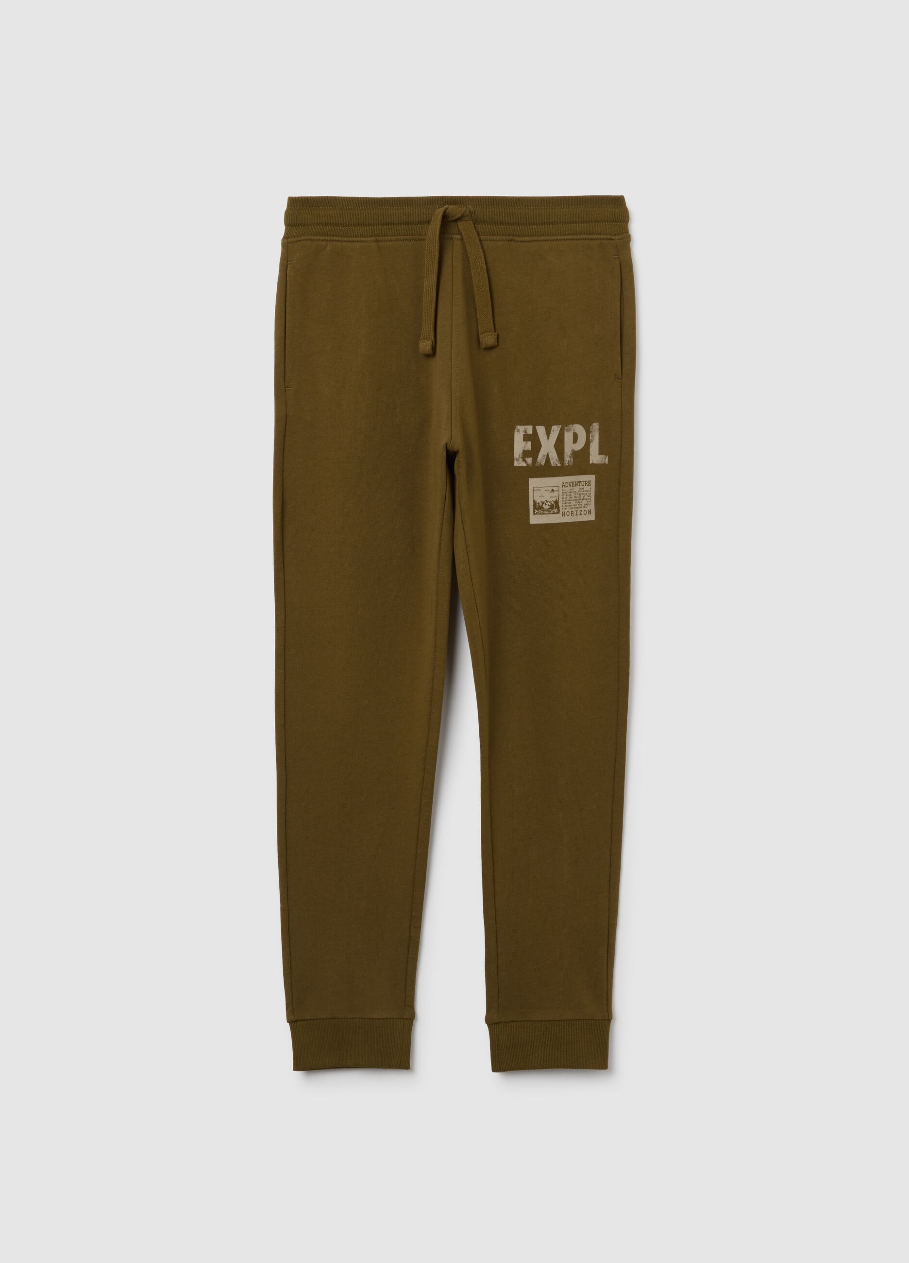 Boys' green regular fit cotton trousers
