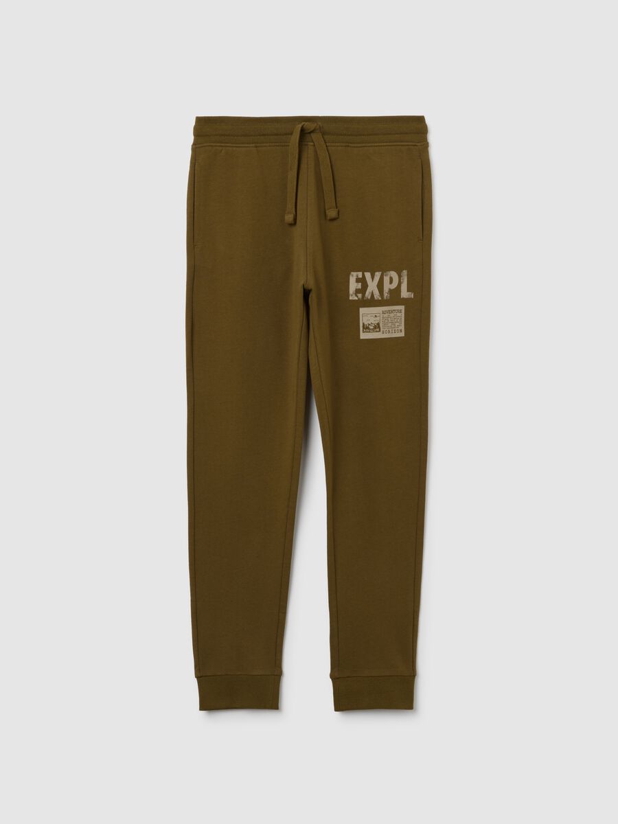 Pantaloni da ragazzo in puro cotone verde regular fit_0