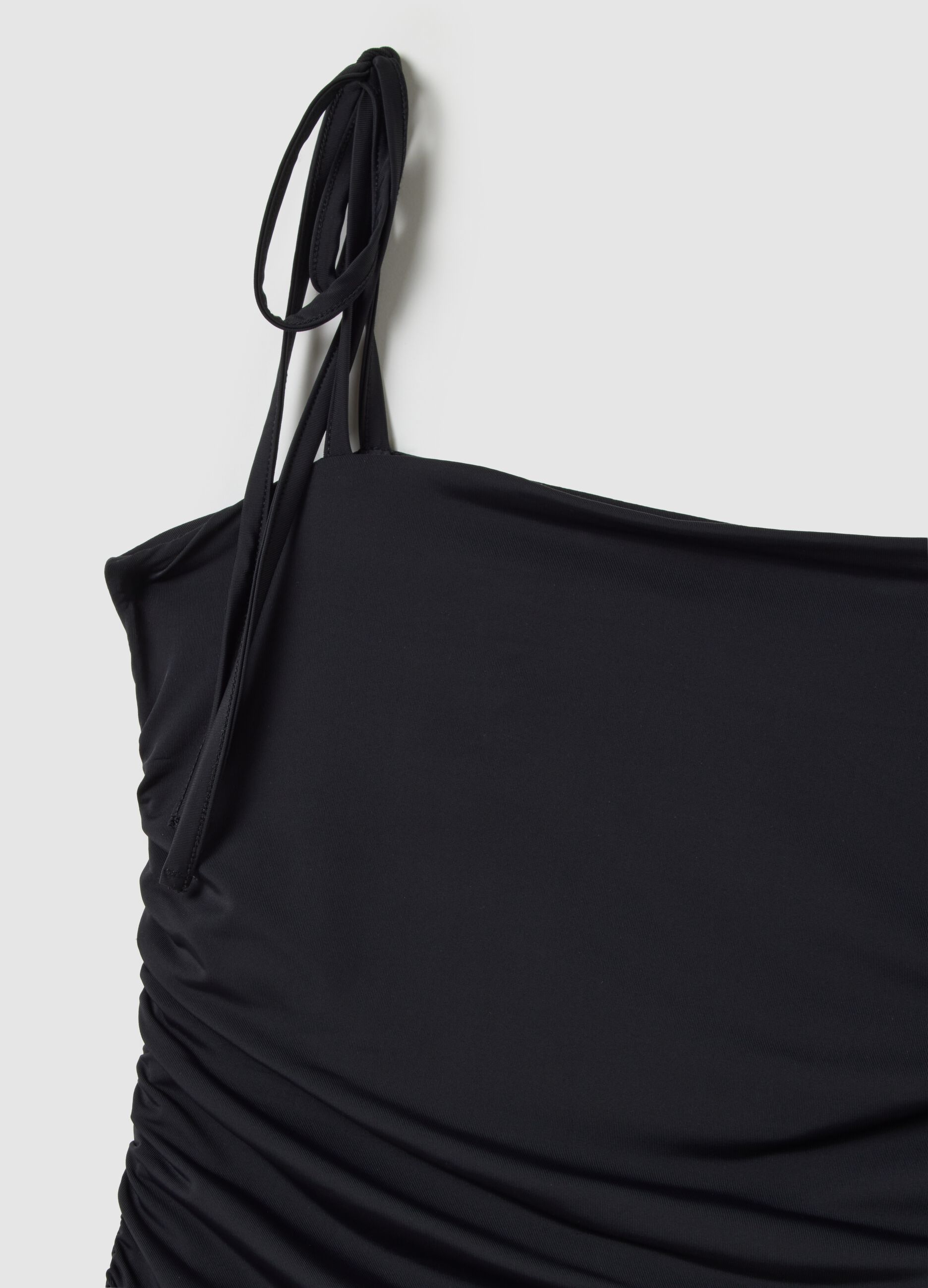Ruched Black Long Dress