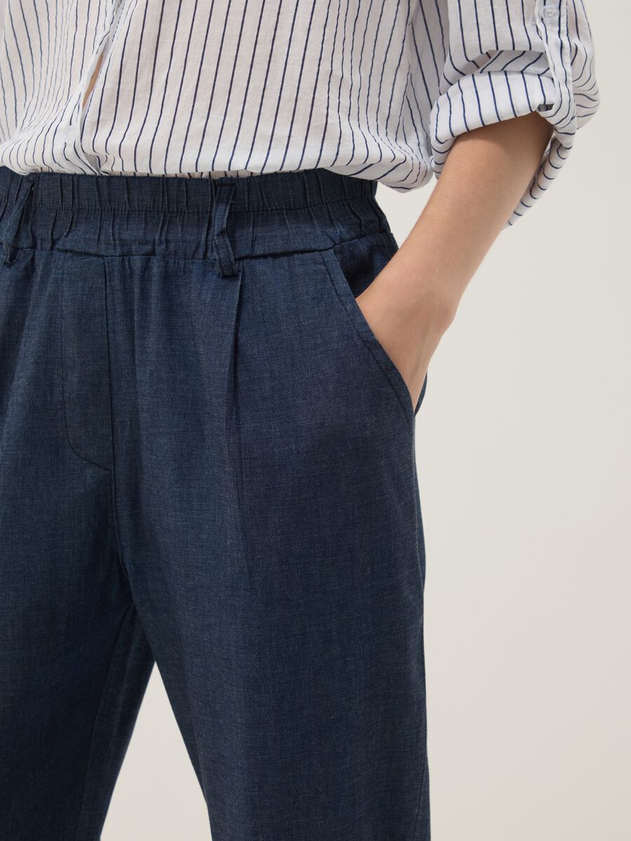 Pantaloni blu in cotone elasticizzato_2