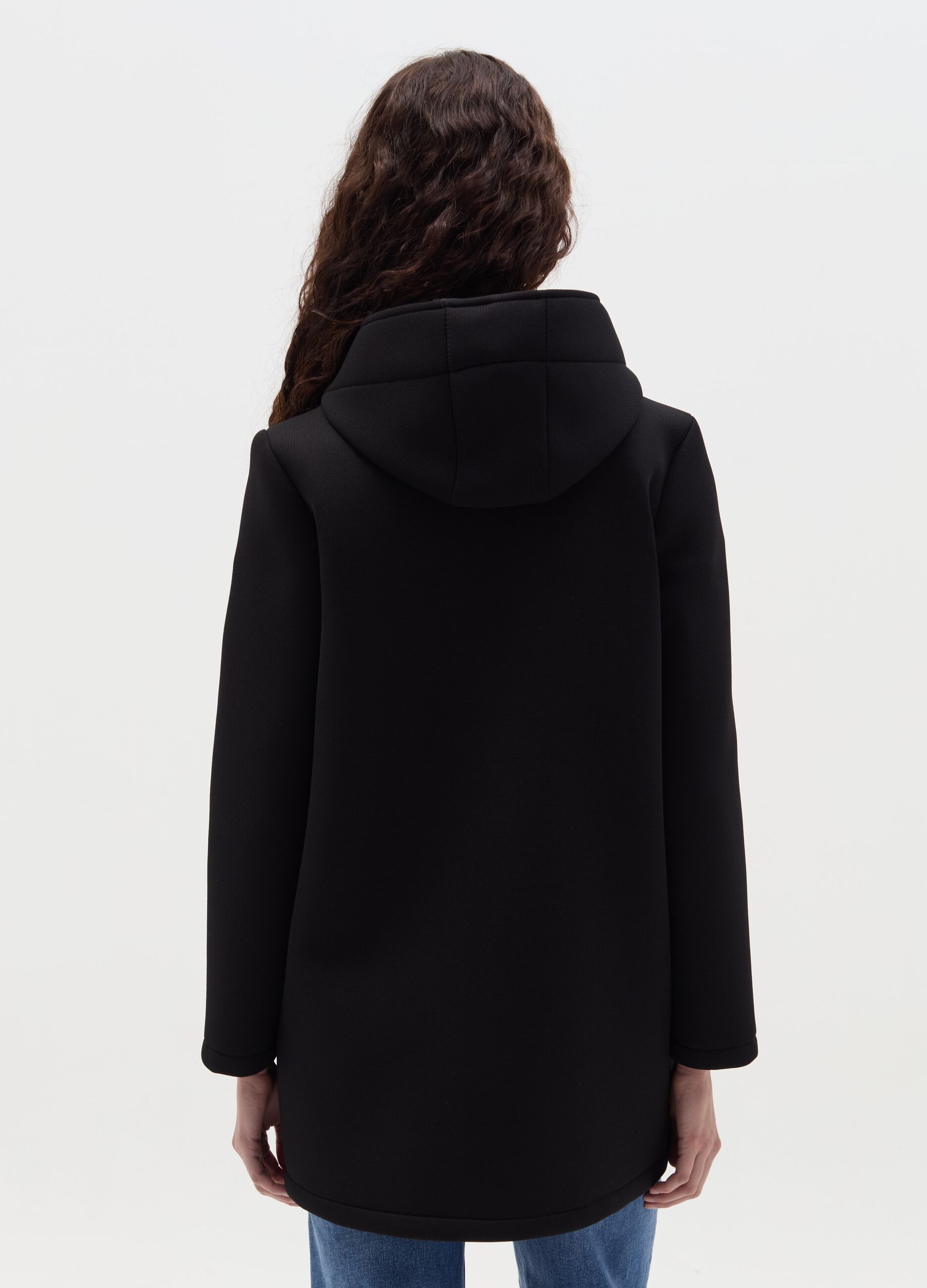 Long jacket with buttons and hood
