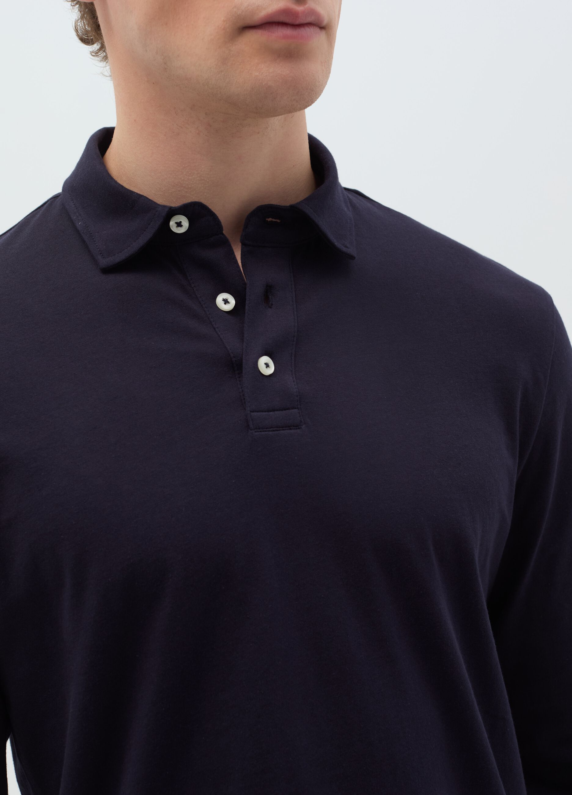 Polo in cotone a maniche lunghe