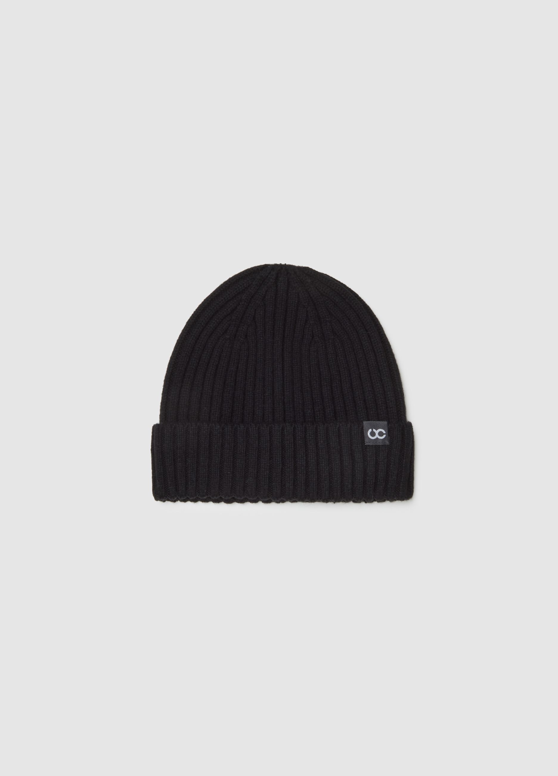Black pure wool beanie
