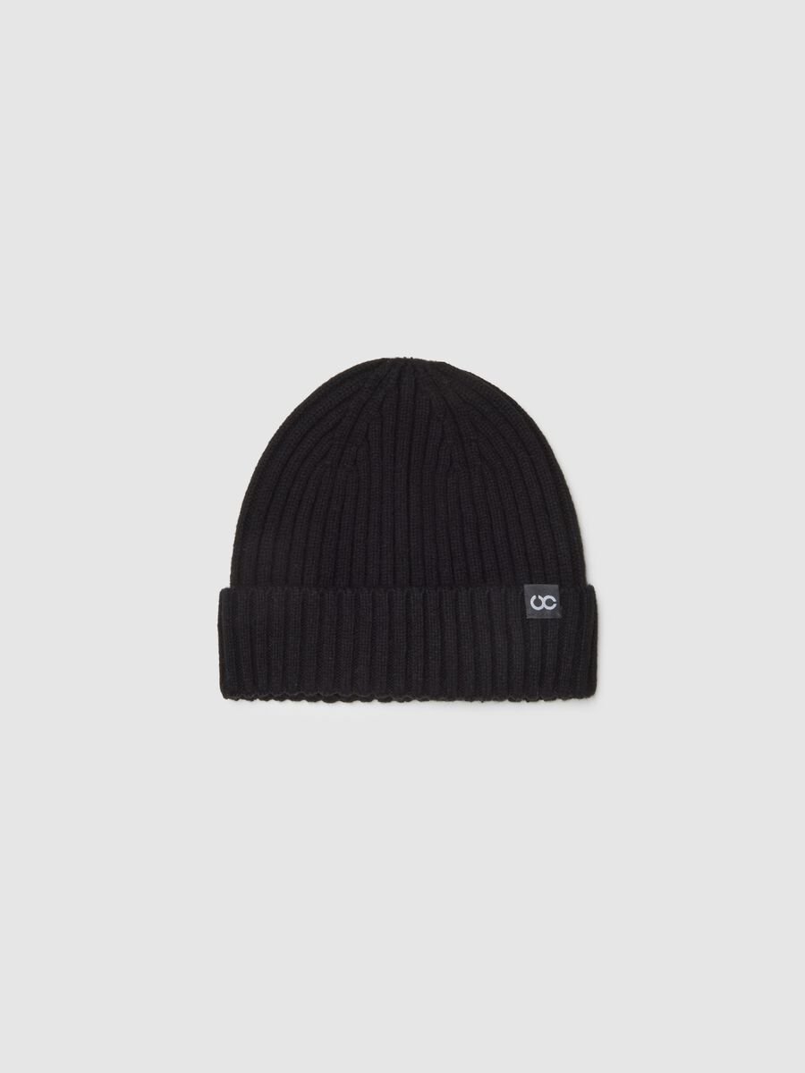 Black pure wool beanie_0