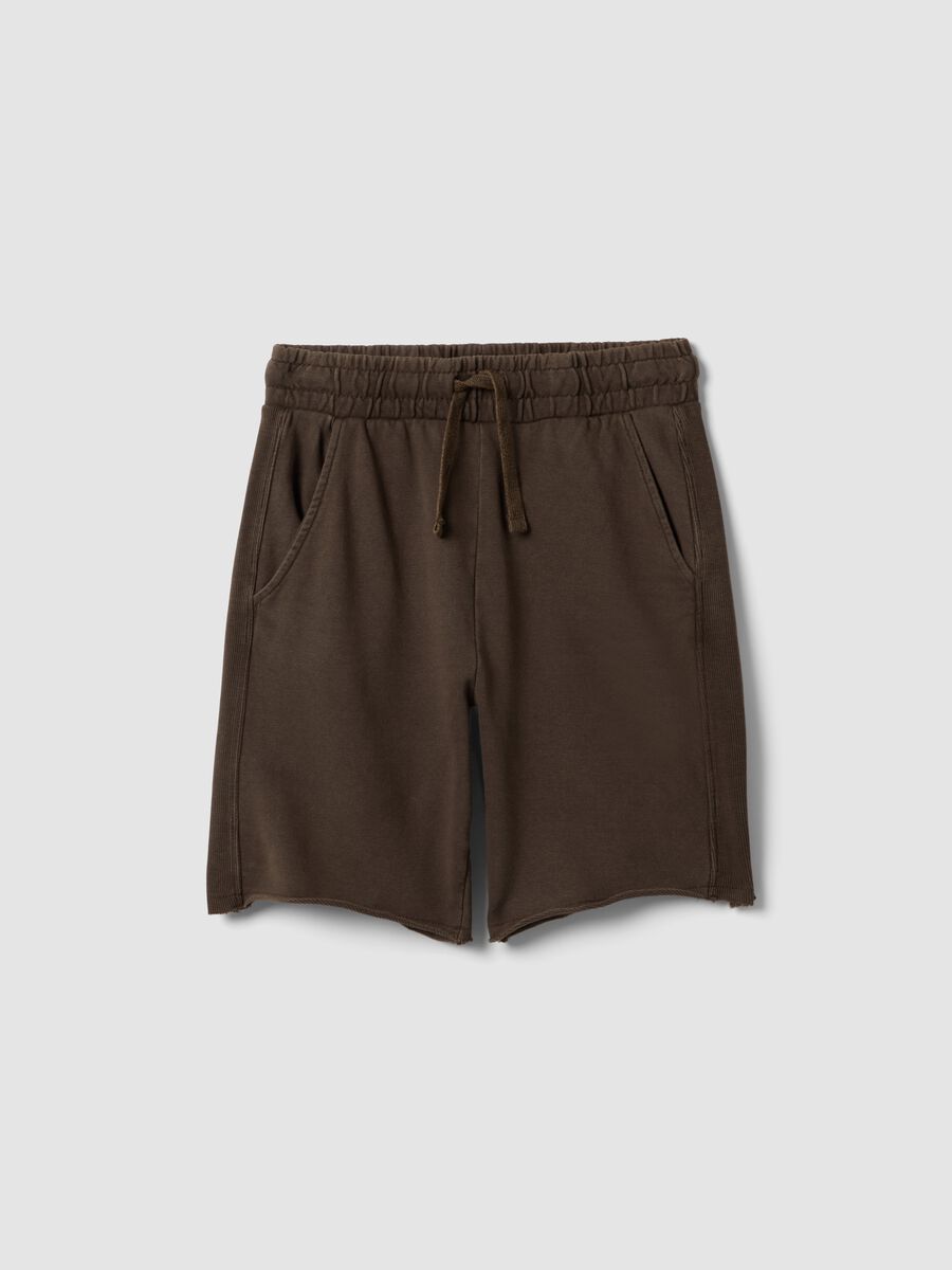 Brown pure cotton shorts with elasticated waistband_3