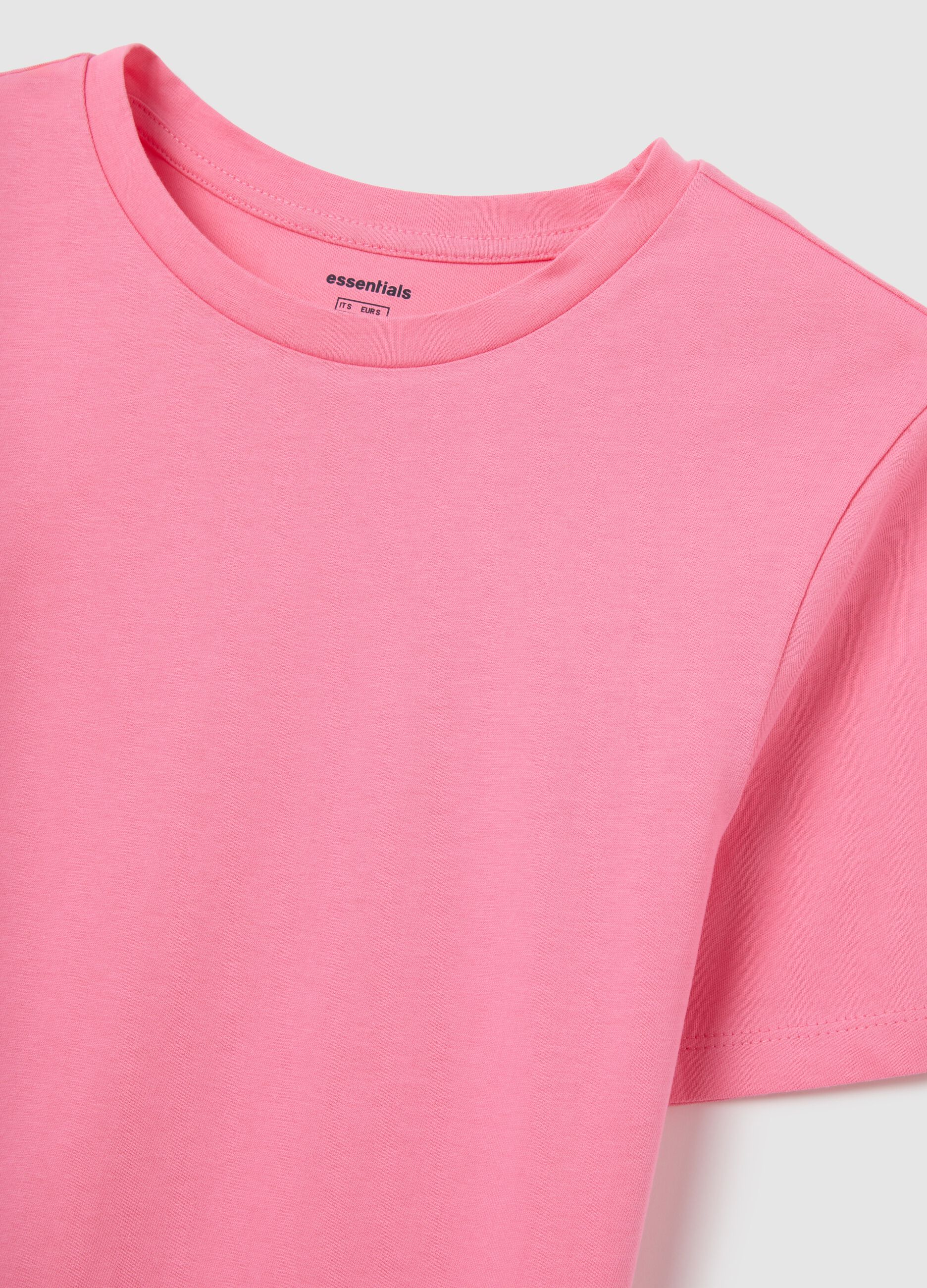 Women's pink pure cotton regular fit T-shirt