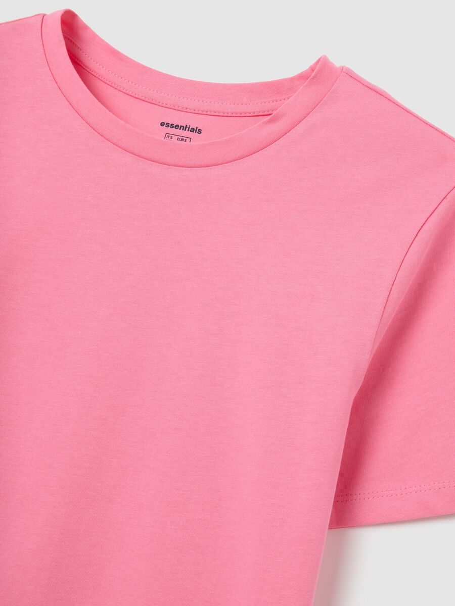 T-shirt da donna in puro cotone rosa regular fit_1