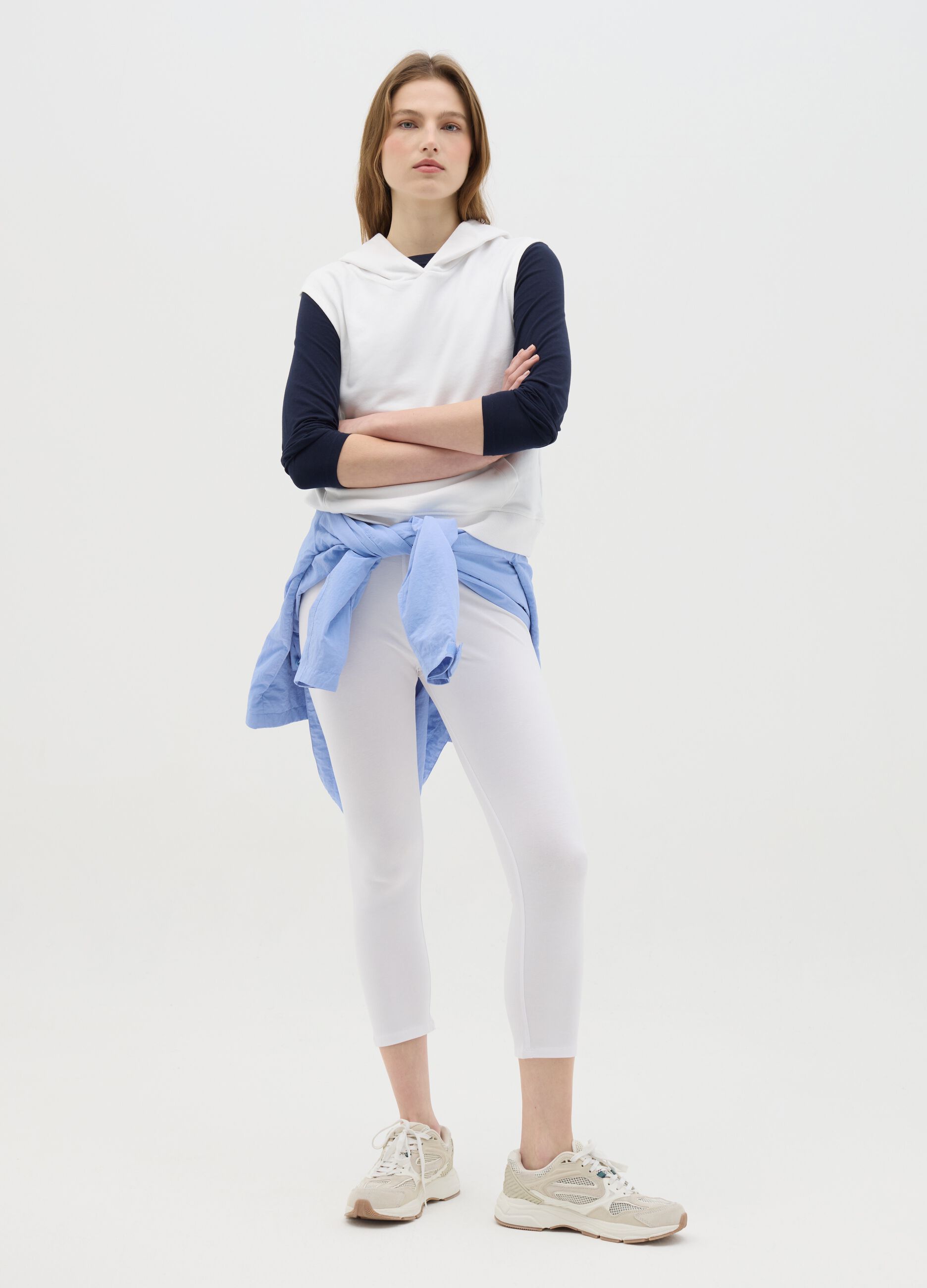 Leggings da donna bianco regular fit