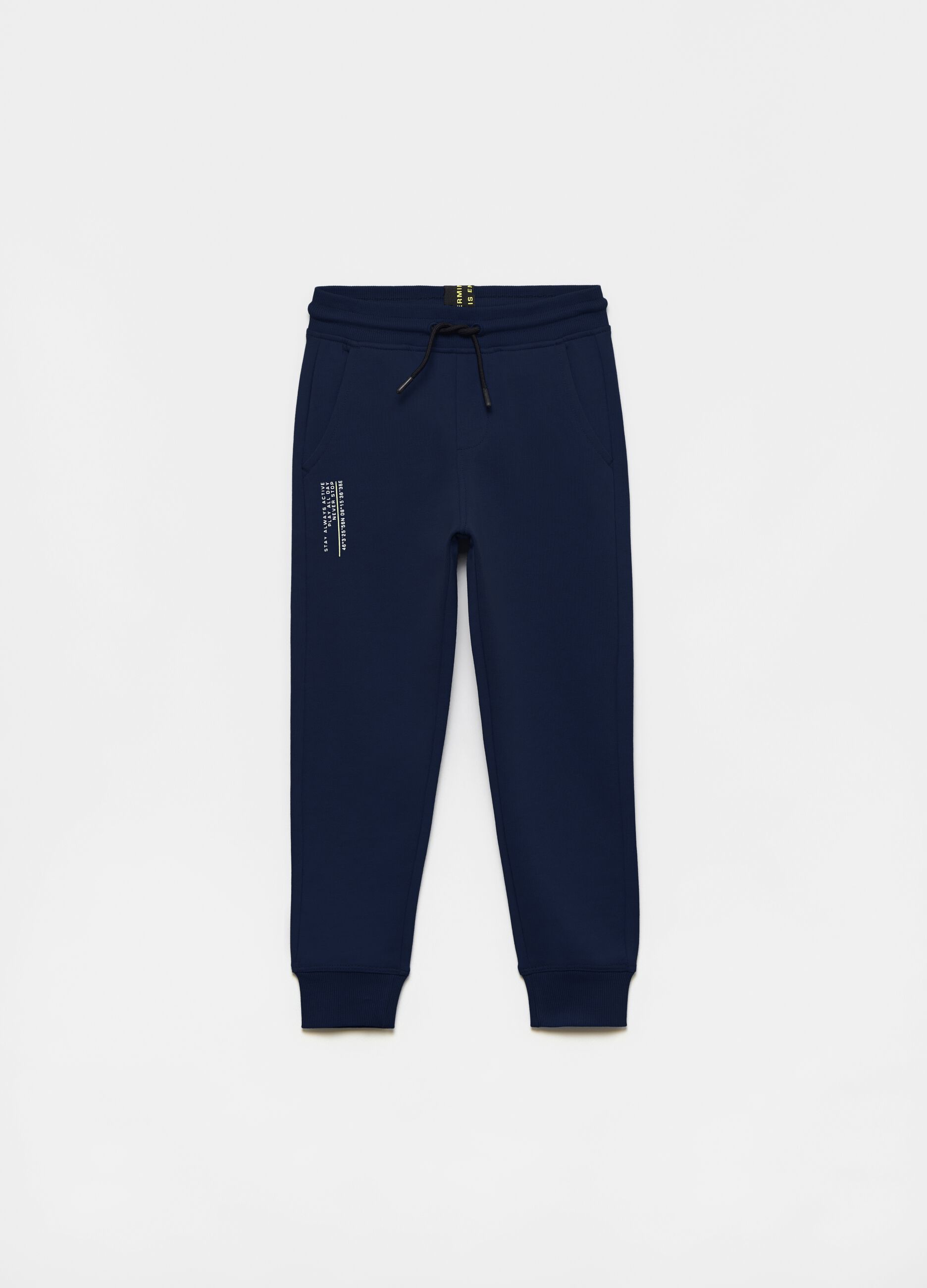 French terry joggers with lettering and band