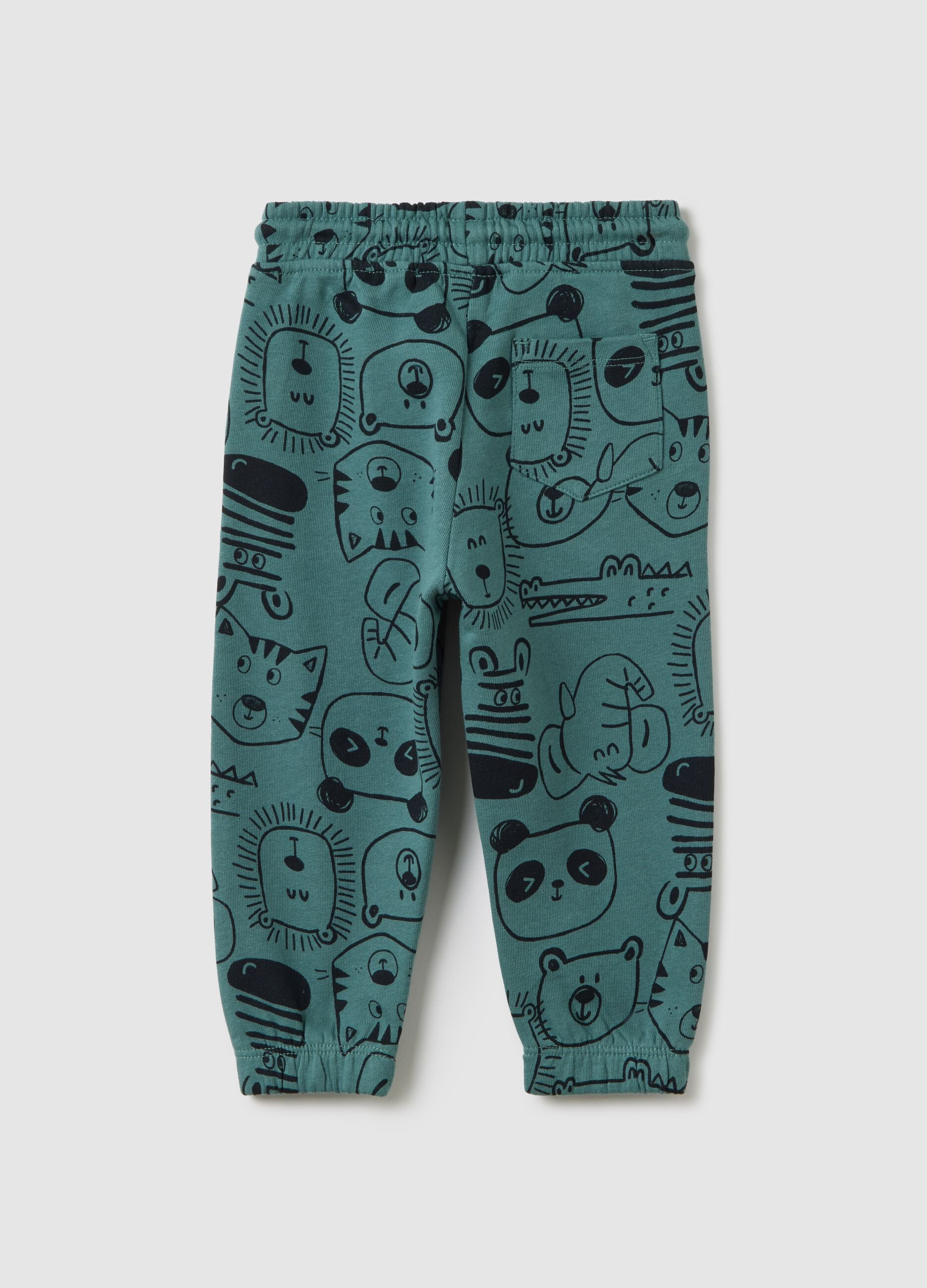 Children's Trousers in Pure Green Cotton