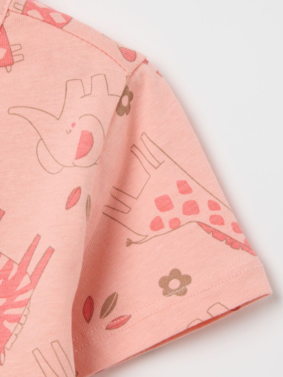 Girls' Short Sleeve Cotton T-shirt with Animal Designs_2