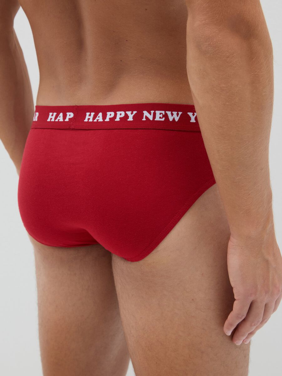 Pure cotton regular fit red briefs with New Year print_2