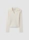 White viscose-blend fitted polo-collar top_0