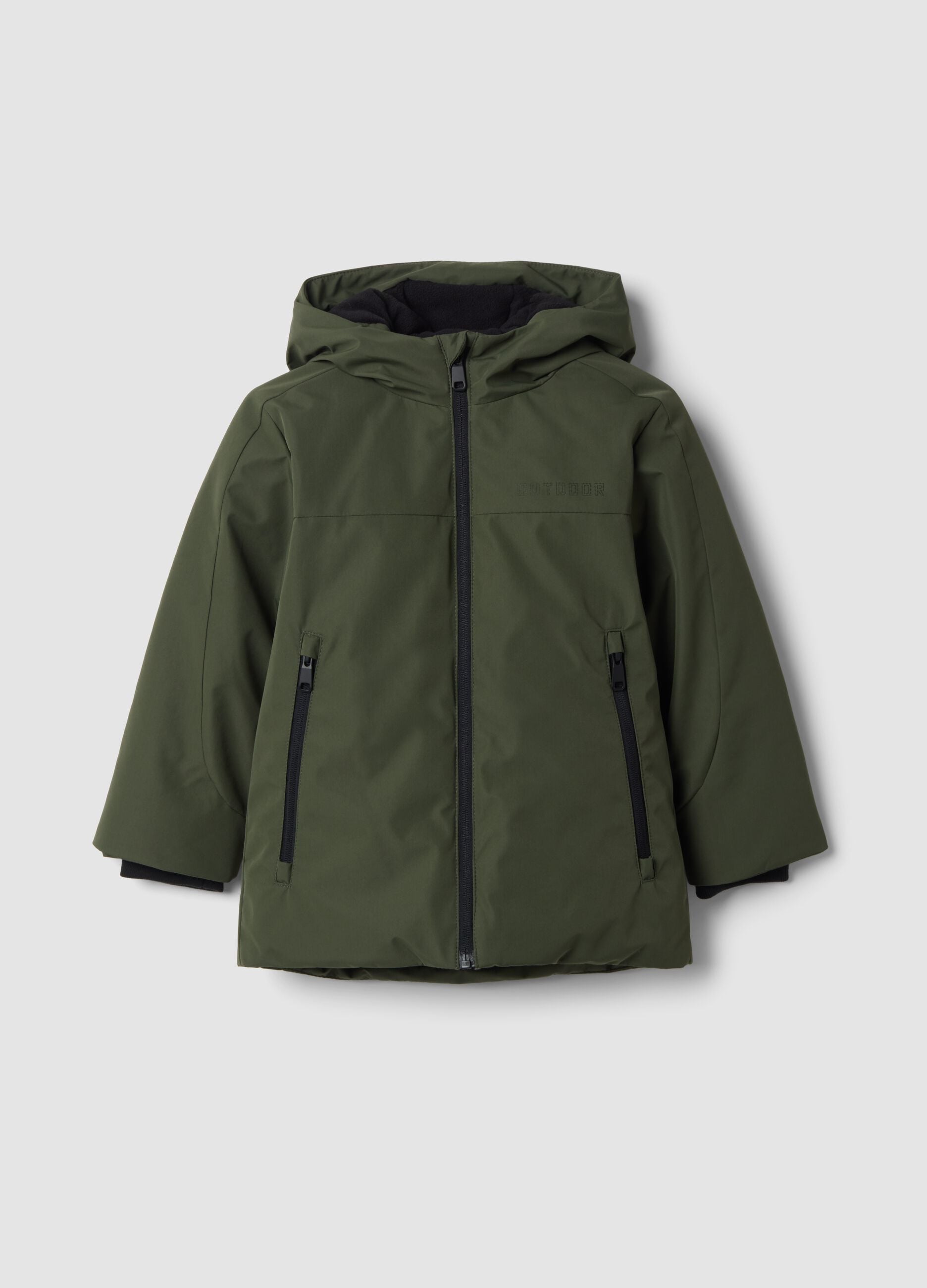 Green hooded zip-up jacket