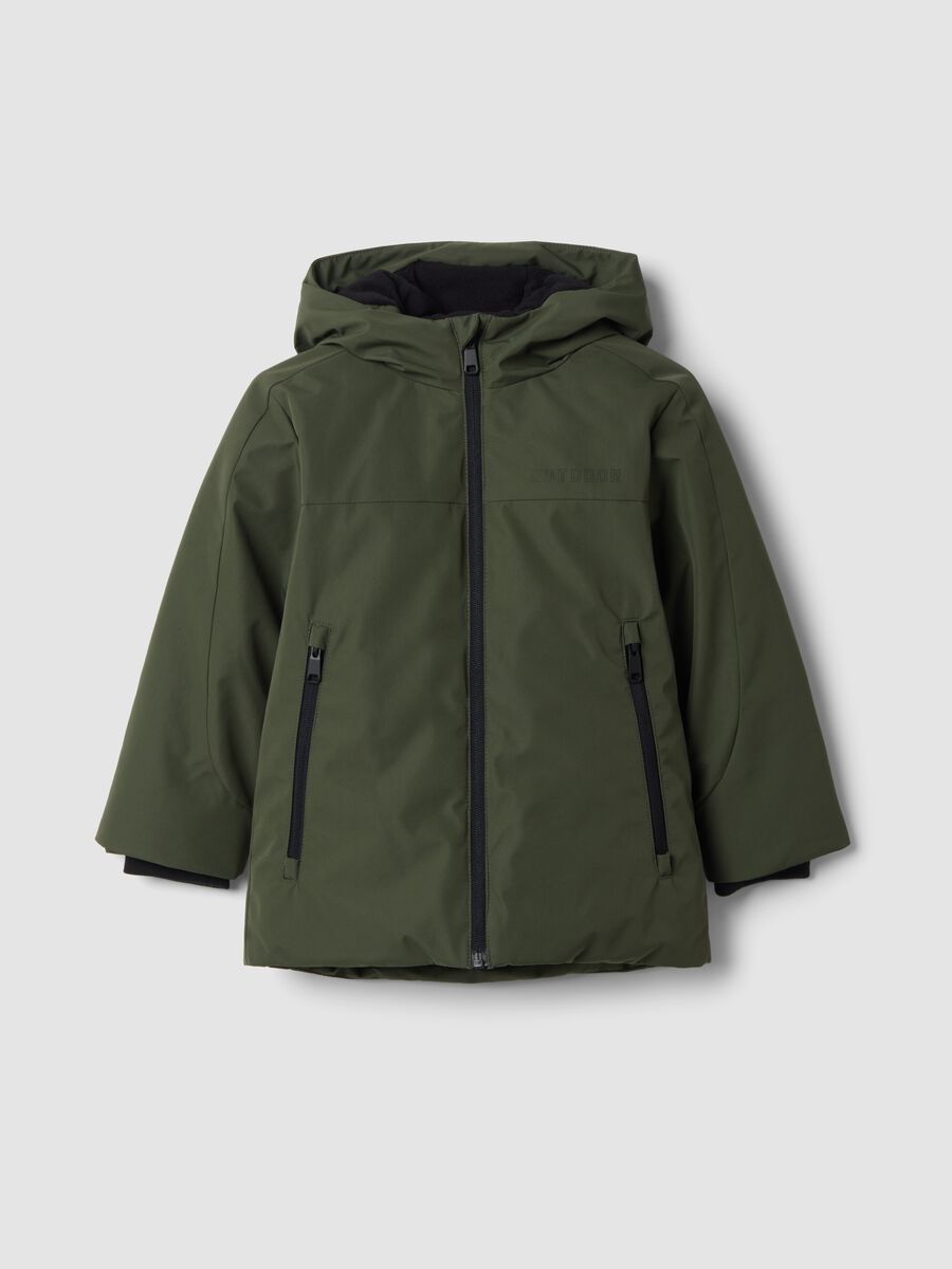 Green hooded zip-up jacket_0