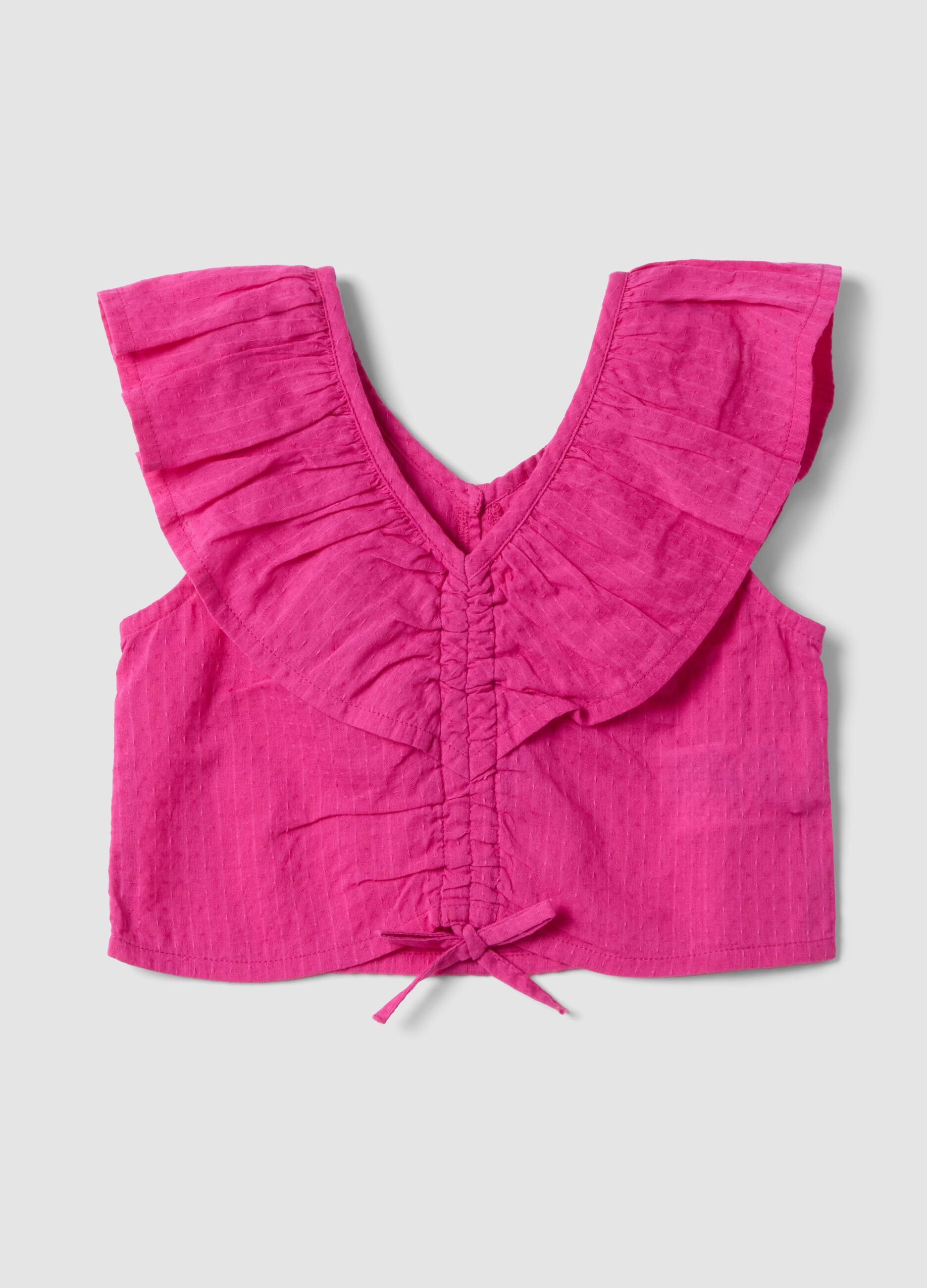 Pink pure cotton top with ruffles