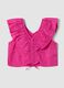 Pink pure cotton top with ruffles_0