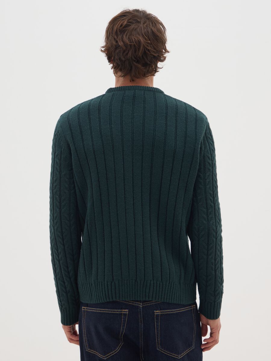 Green Crew Neck Wool Blend Jumper_2
