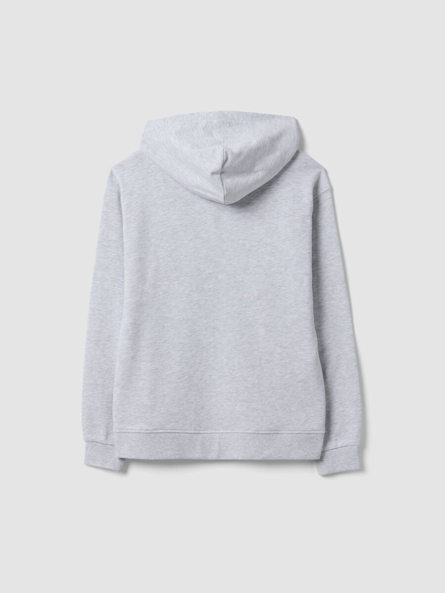 Felpa grigia con cappuccio e zip in puro cotone organico per ragazzo relaxed fit_1