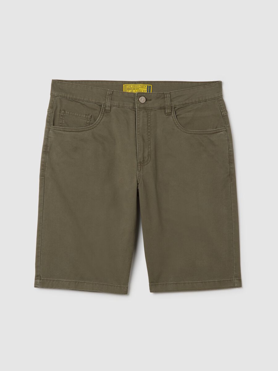 Stretch Cotton Bermuda Shorts in Green by Ovs_4