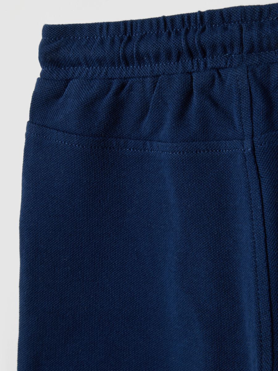 Pantaloncini in puro cotone blu da bimbo regular fit_3
