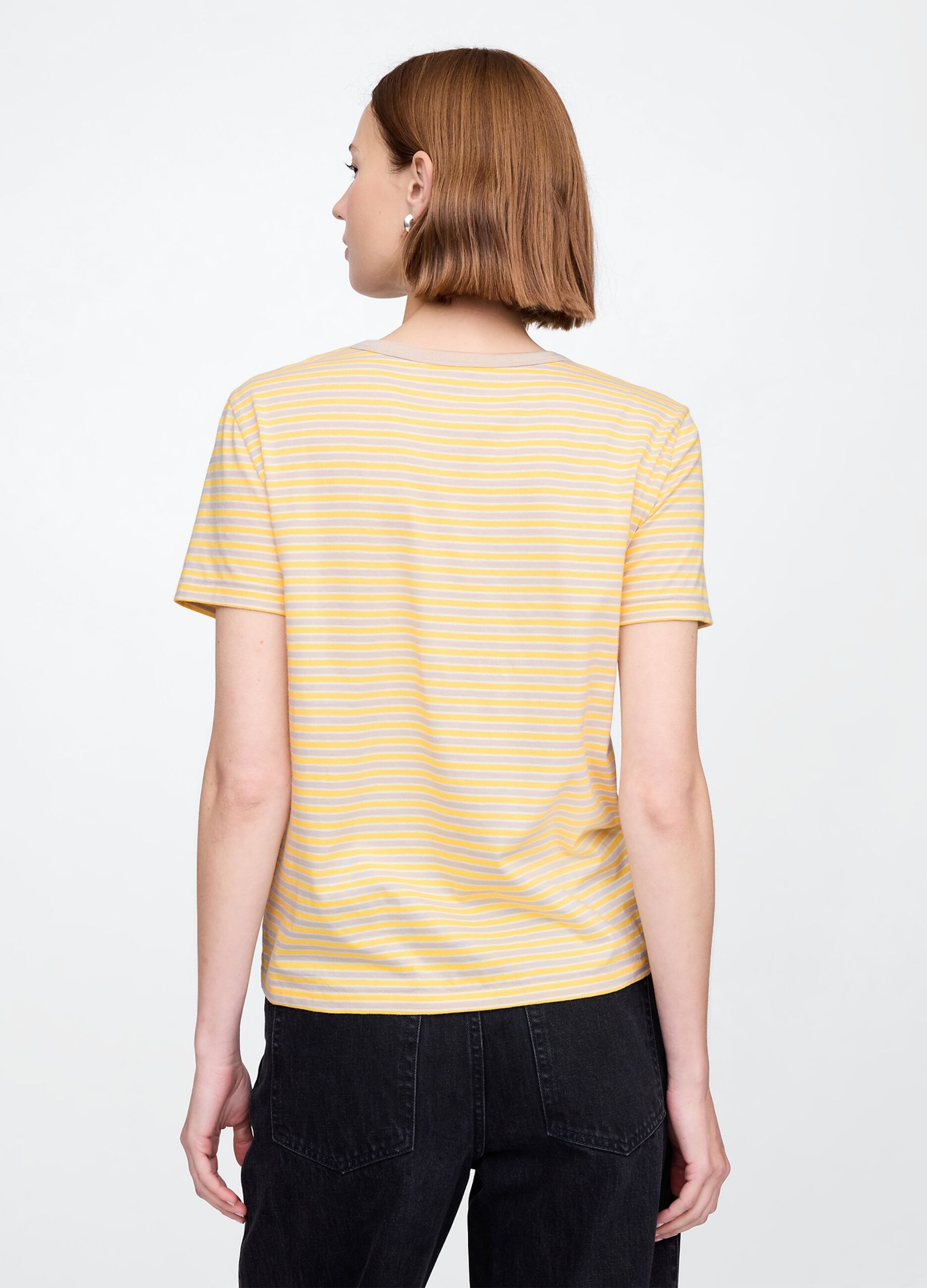 Yellow striped cotton T-shirt by Gap