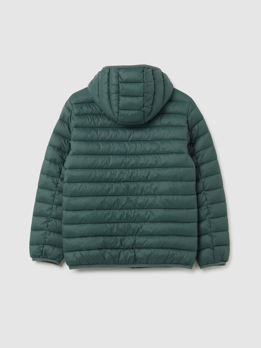 Giacca imbottita verde da ragazzo con cappuccio_4