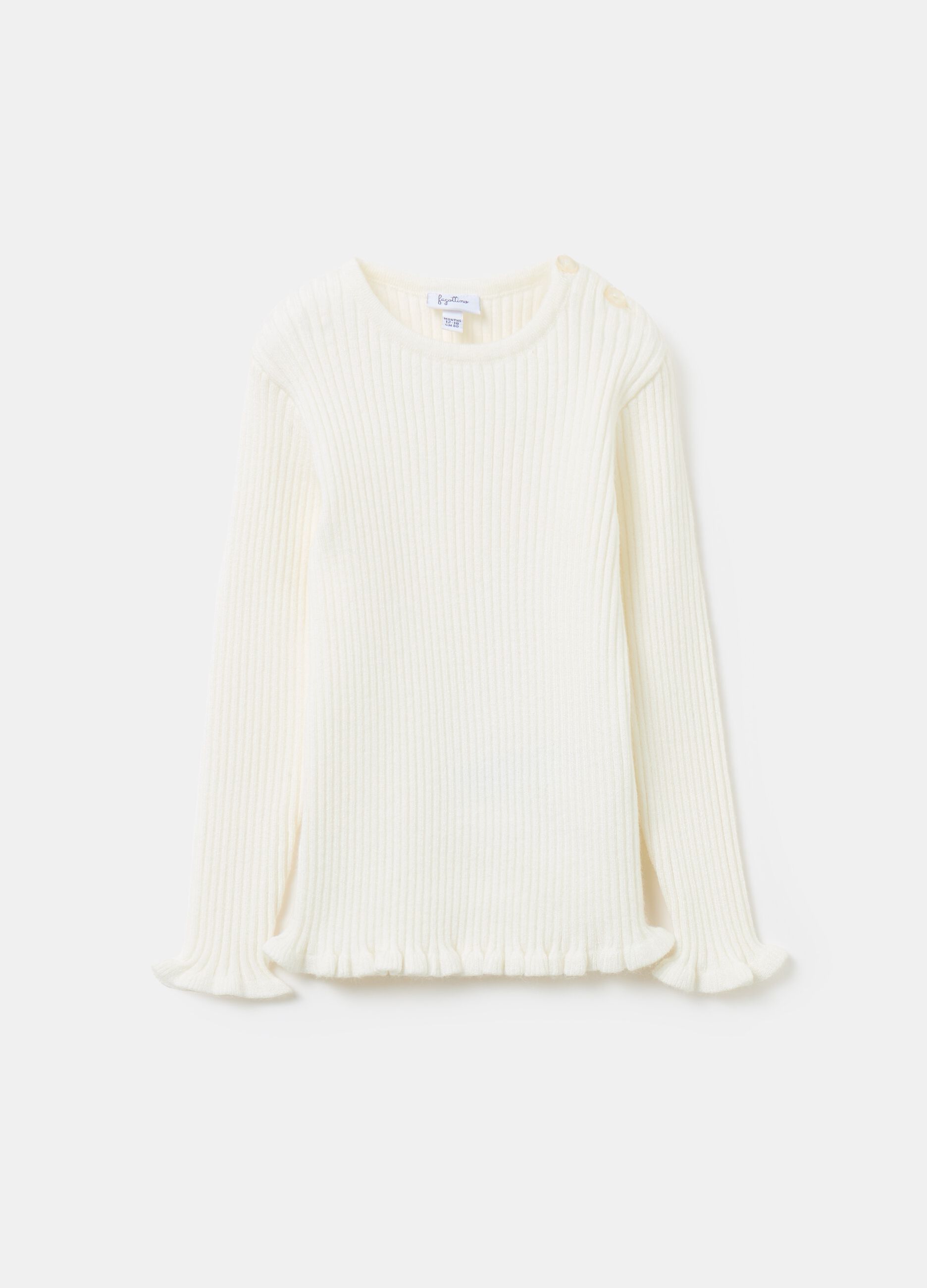 Pullover a costine con rouches