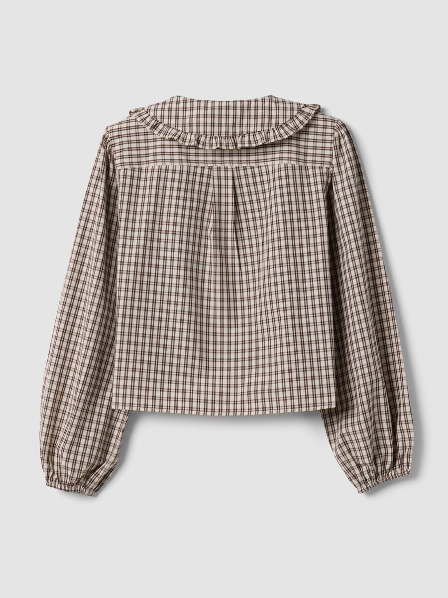 Brown checked cotton-blend poplin shirt_6