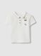 White pure cotton polo shirt for newborns with regular fit and embroidery_0